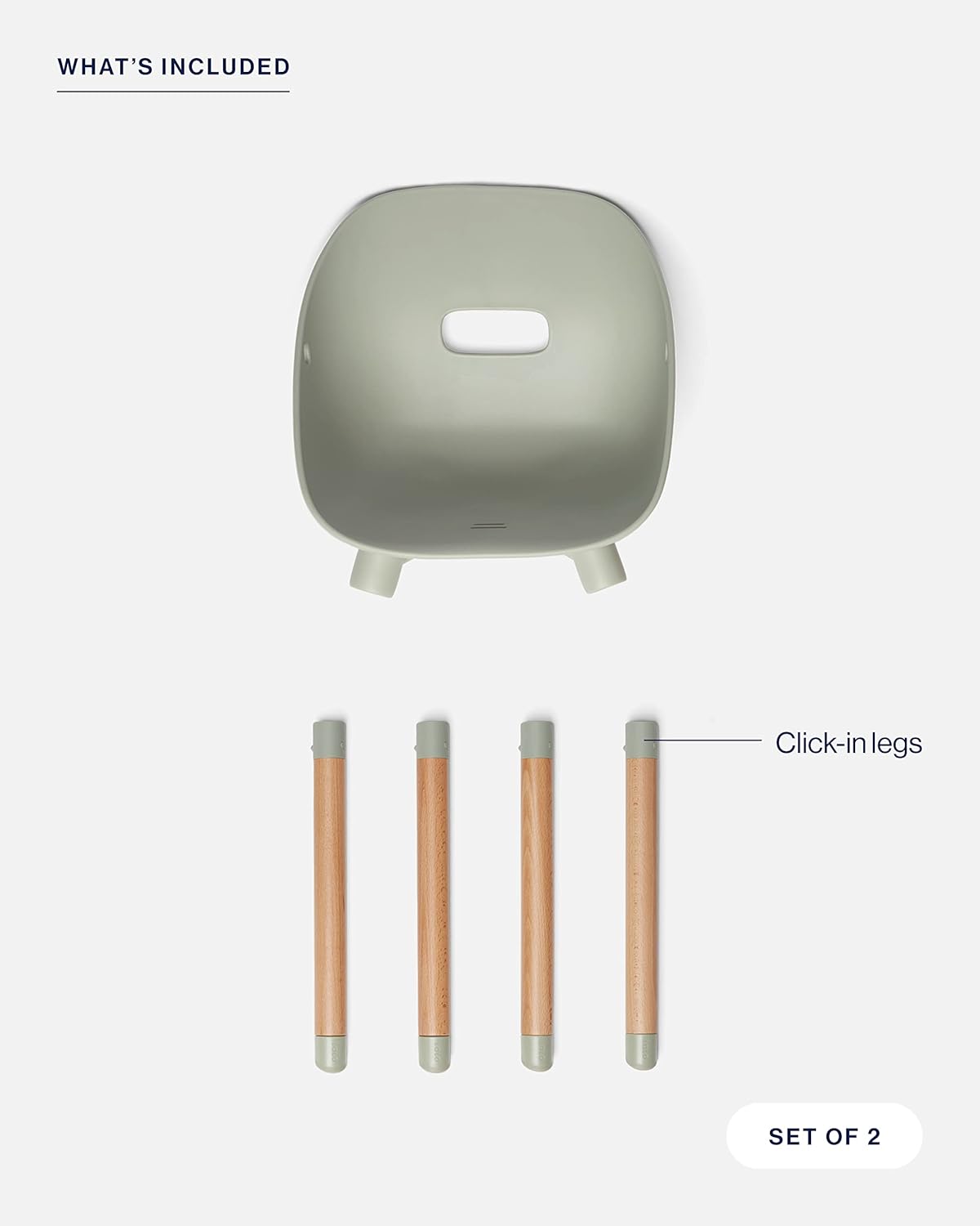 Lalo The Play Chair, Wooden and Non-Toxic Plastic Kids and Toddler Chair - Sturdy Bucket Seat and Easy to Clean Kids Chair with up to 200 lb. Weight Capacity, Set of 2 - Sage