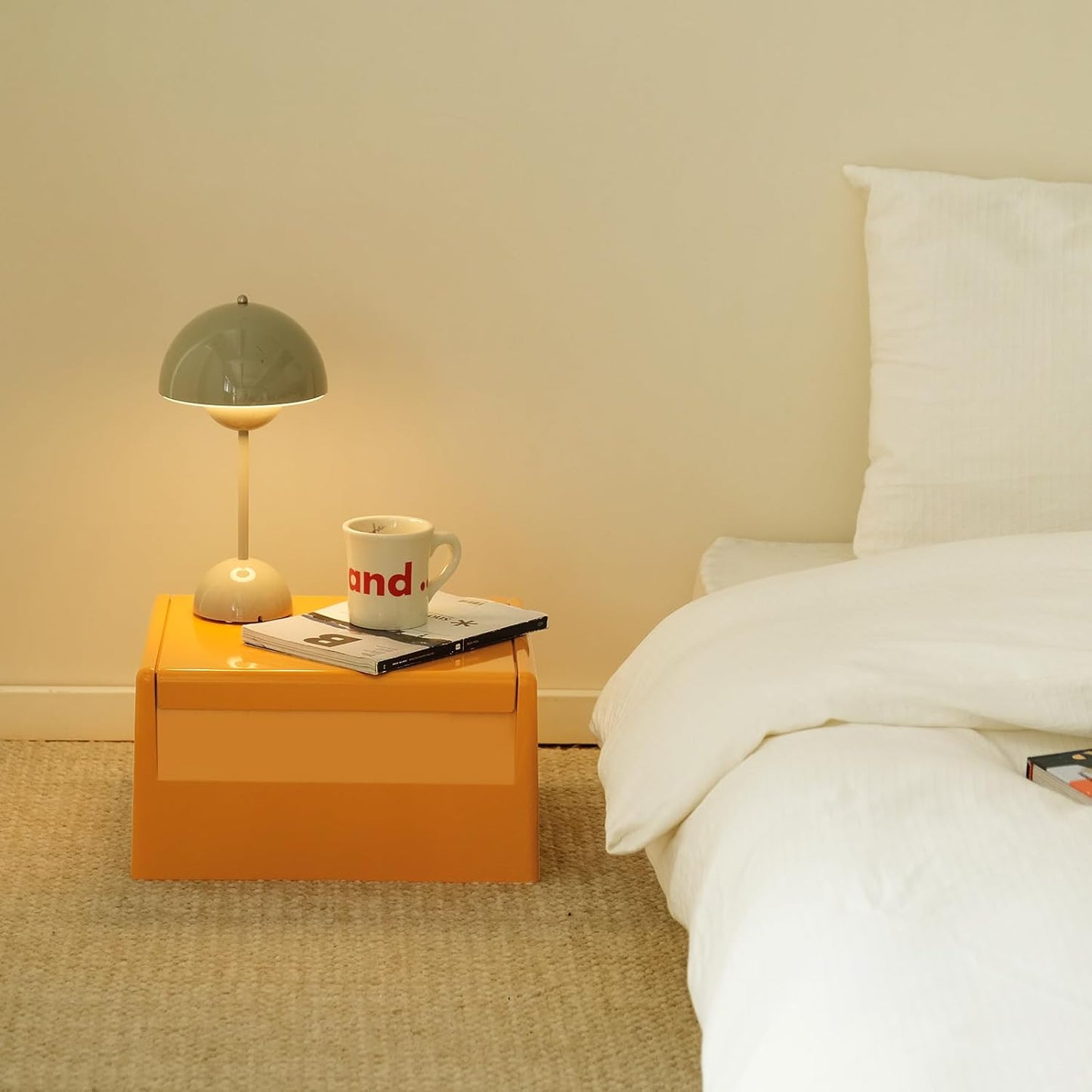 Nightstand Bedside with Storage Space, Multifunctional Colorful Plastic End Table Small Side Table for Bedroom, Dorm and Small Spaces, Easy Assembly(14.7" D x 11.8" W x 15.8" H, Orange)