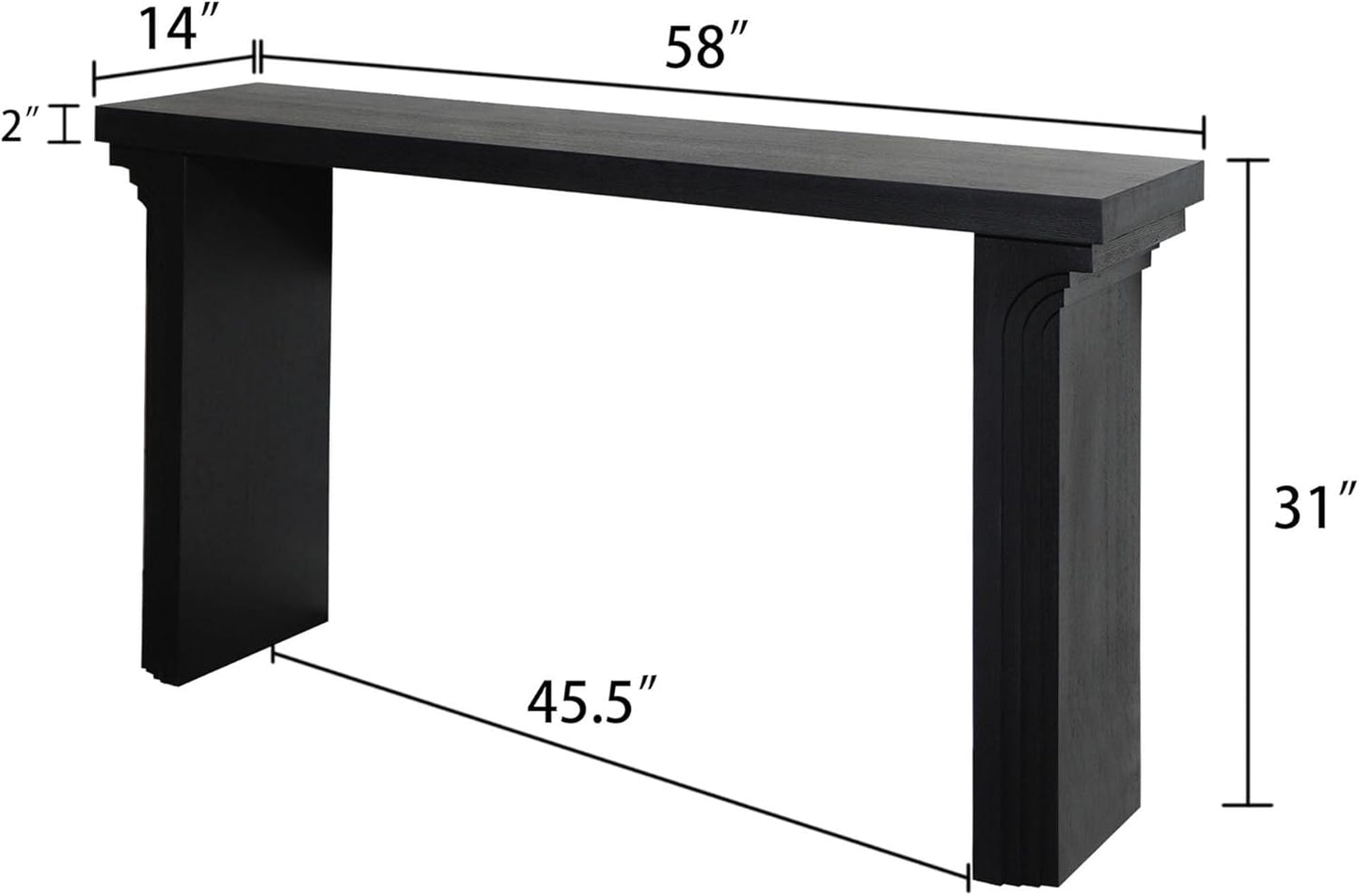 KEIKI Wood Entryway Console Table Behind Couch & Sofa, Modern Minimalist Style for Entrance, Hallway, Living Room, Black