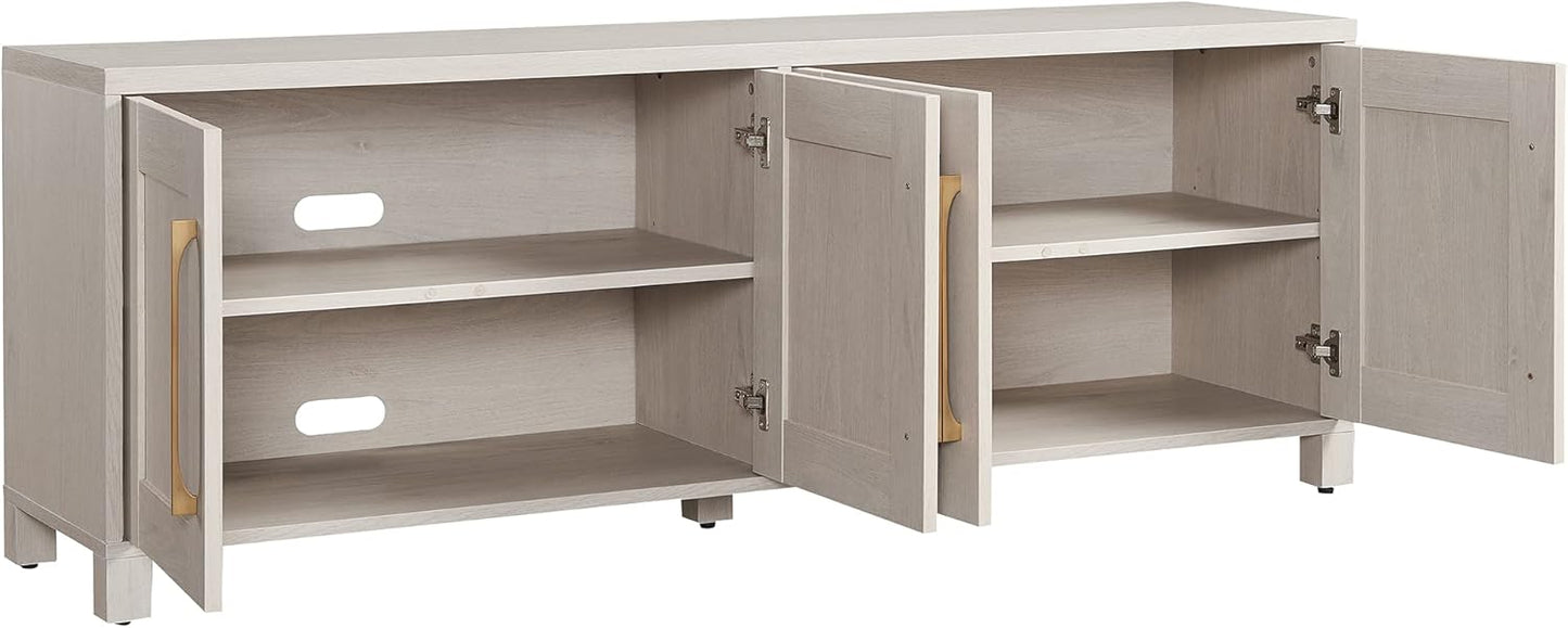 Henn&Hart Rectangular TV Stand for TV's up to 80" in Alder White, TV Stands for the Living Room