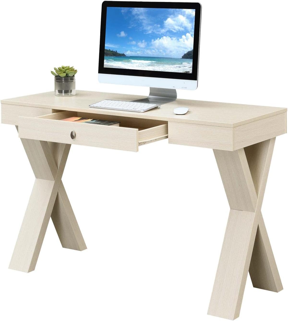 Convenience Concepts Newport 1 Drawer Desk, Ivory