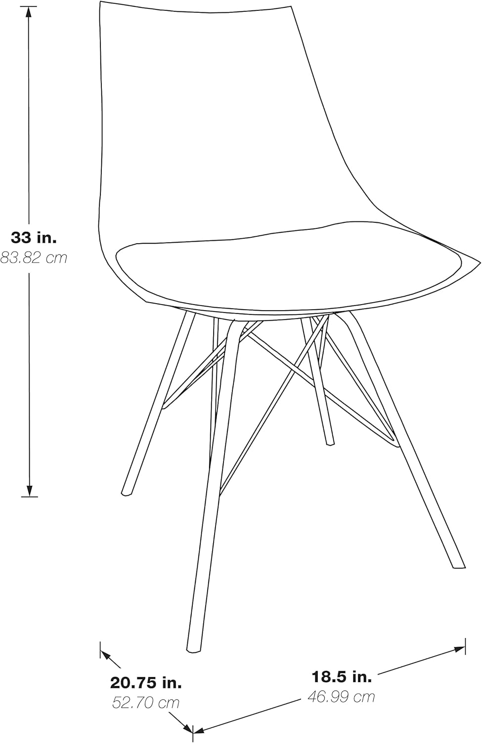 OSP Home Furnishings Oakley Mid-Century Modern Bucket Chair,Faux Leather, Cream
