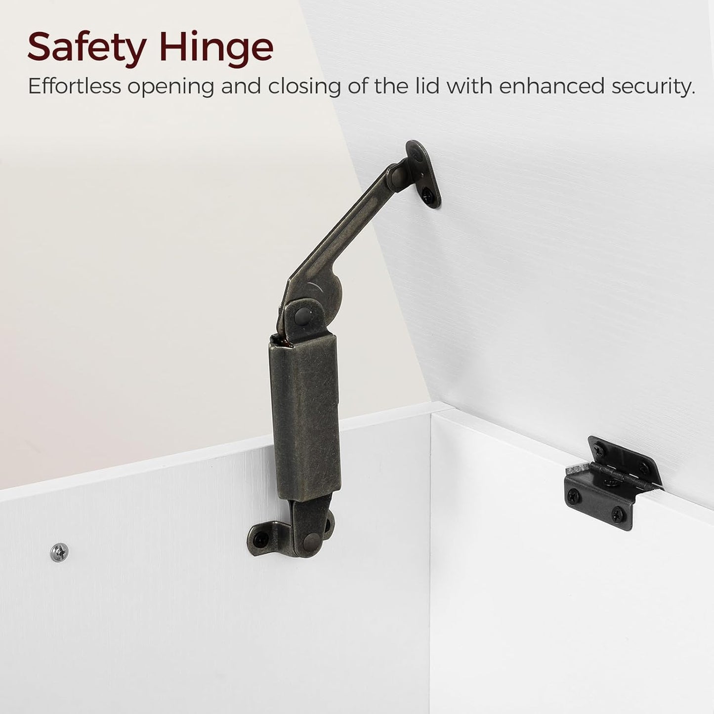 47.2" Toy Chest, Sturdy Entryway Storage Chest with Safety Hinge, Retro Toy Box, Wooden Look Accent Furniture for Living Room, Bedroom, White SCBW48801