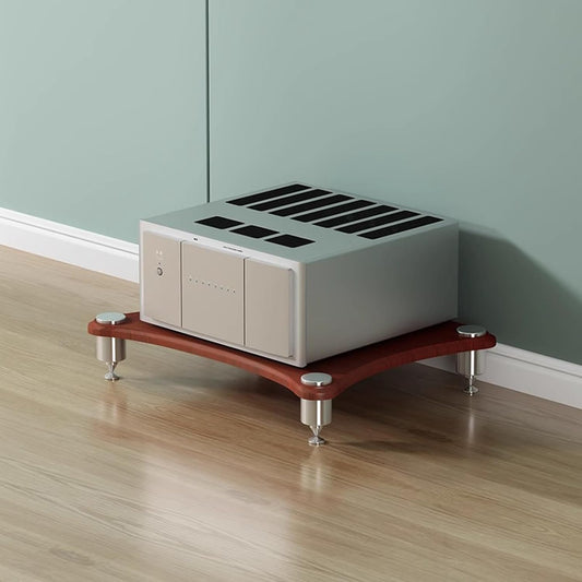 1-Tier AV Media Stand, Stereo Racks and Stands, Video Component Cabinet Audio Rack Tower for DVD Player Game Console TV Box WiFi Routert (Dark Wood, 1-Tier)