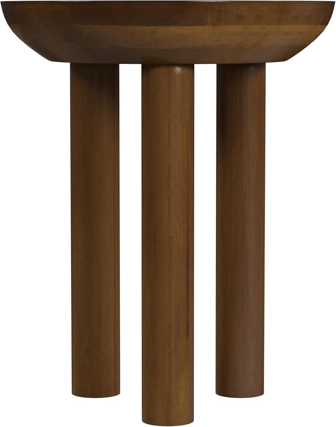 HomePop Walnut Mango Wood 3-Leg End/Side Round Table