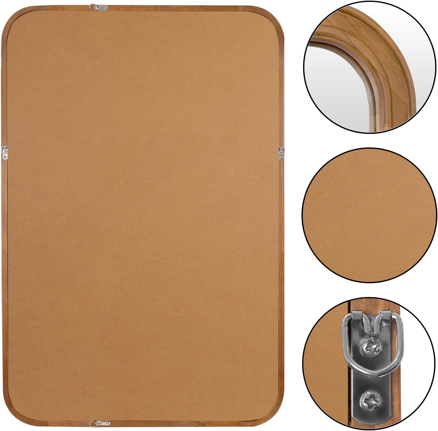 WallBeyond Wood Bathroom Mirror for Wall 20x30 Inch Wooden Frame Rectangle Mirror for Farmhouse Bathroom Vanity Wall Mounted Decorative Mirror (Horizontal/Vertical)