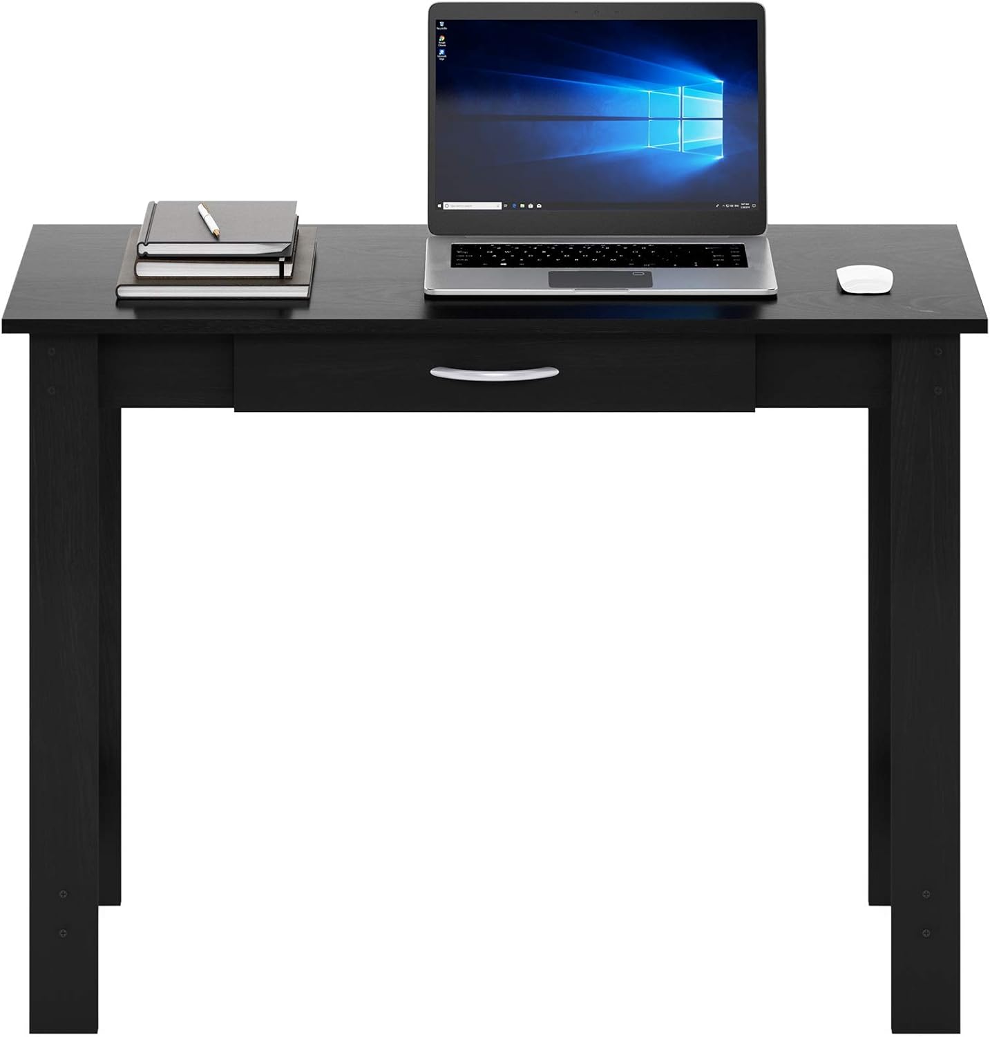 FURINNO Jaya Writing Desk For Residential Use With DrawerBlack, Blackwood, Large