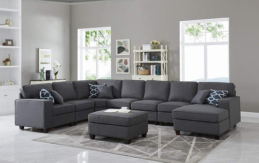 Devion Furniture Garisa Sectional Modular Sofa with Ottoman for Living Room, Apartment, Bedroom, Office, Dorm