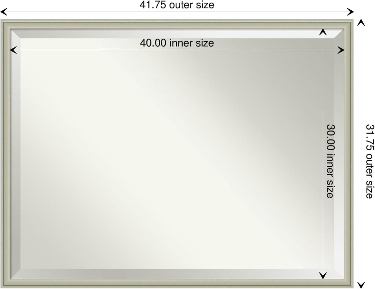 Amanti Art Silver Bathroom Mirror for Over Sink, 32x42 Florence Silver Rectangle Vanity Mirror, X-Large Casual Frame, Hangs Horizonally and Vertically, Bathroom Wall Decor, Beveled Edge from WI, USA