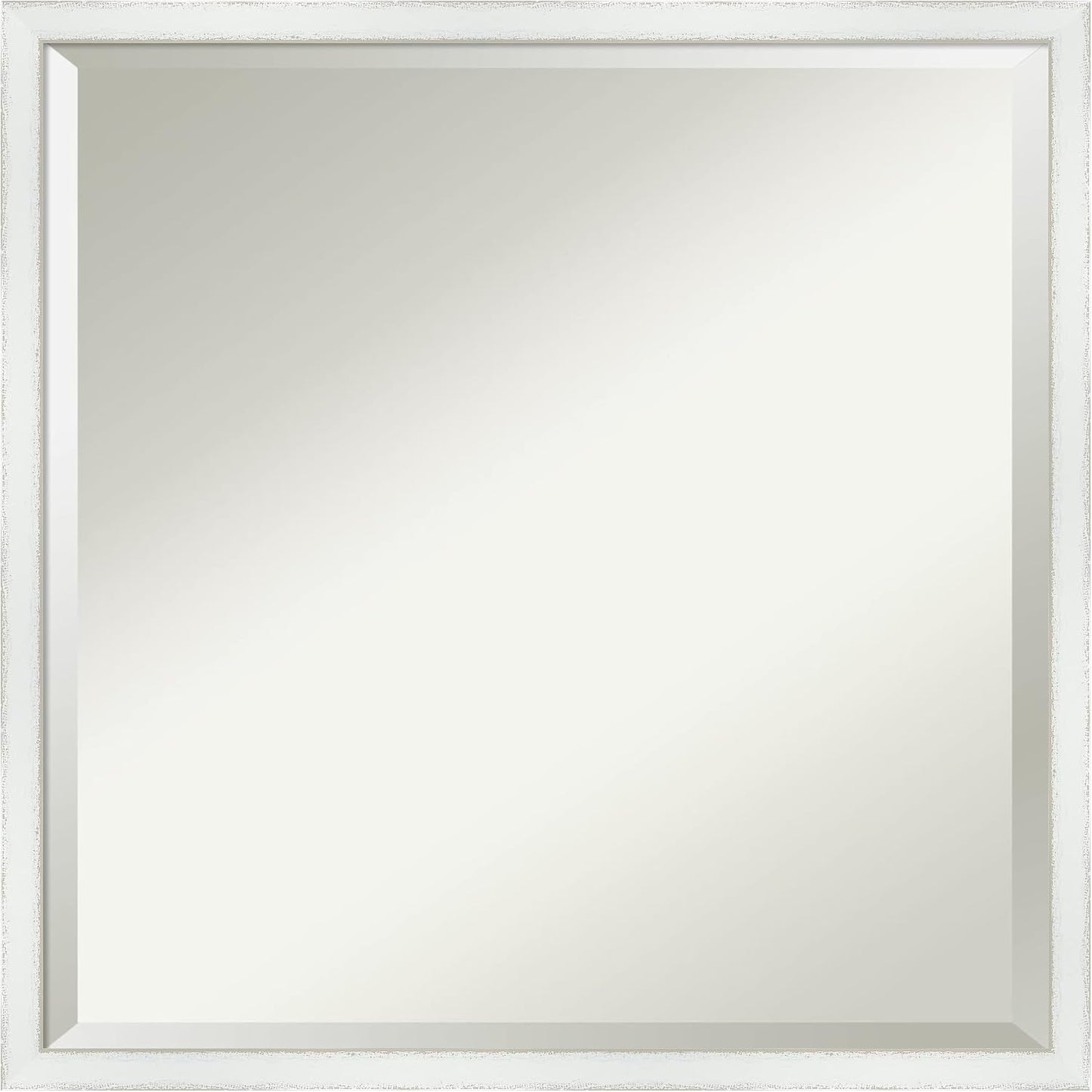 Amanti Art White Bathroom Mirror for Over Sink, 21x21 Breeze Distressed White Square Vanity Mirror, Medium Country Rustic Wood Frame, Hangs Horizonally and Vertically, Bathroom Wall Decor, Beveled