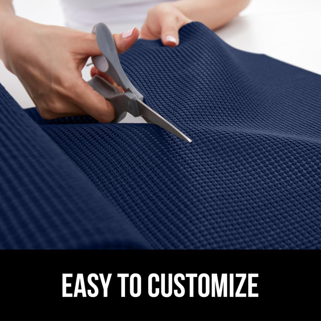 GORILLA GRIP powerGRIP Drawer Shelf and Cabinet Liner, Thick Strong Hold, Non-Adhesive Liners Protect Kitchen Cabinets and Cupboard, Bathroom Drawers, Easy Install, Breathable Mat, 12" x30', Navy Blue