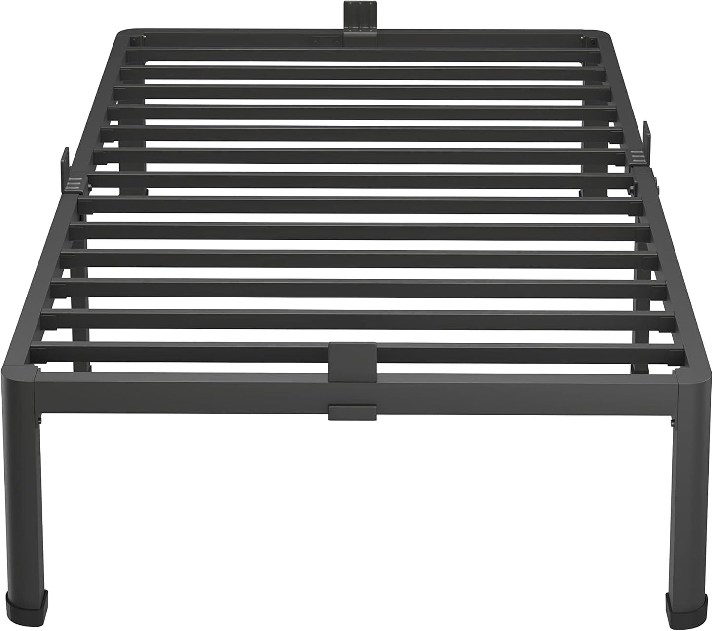 MAF 18 Inch Twin Bed Frames with Round Corner Legs Mattress Slide Stopper No Box Spring Needed Heavy Duty Metal Platform Bed Frame Under-Bed Storage Space, 3000 LBS Steel Slats Support