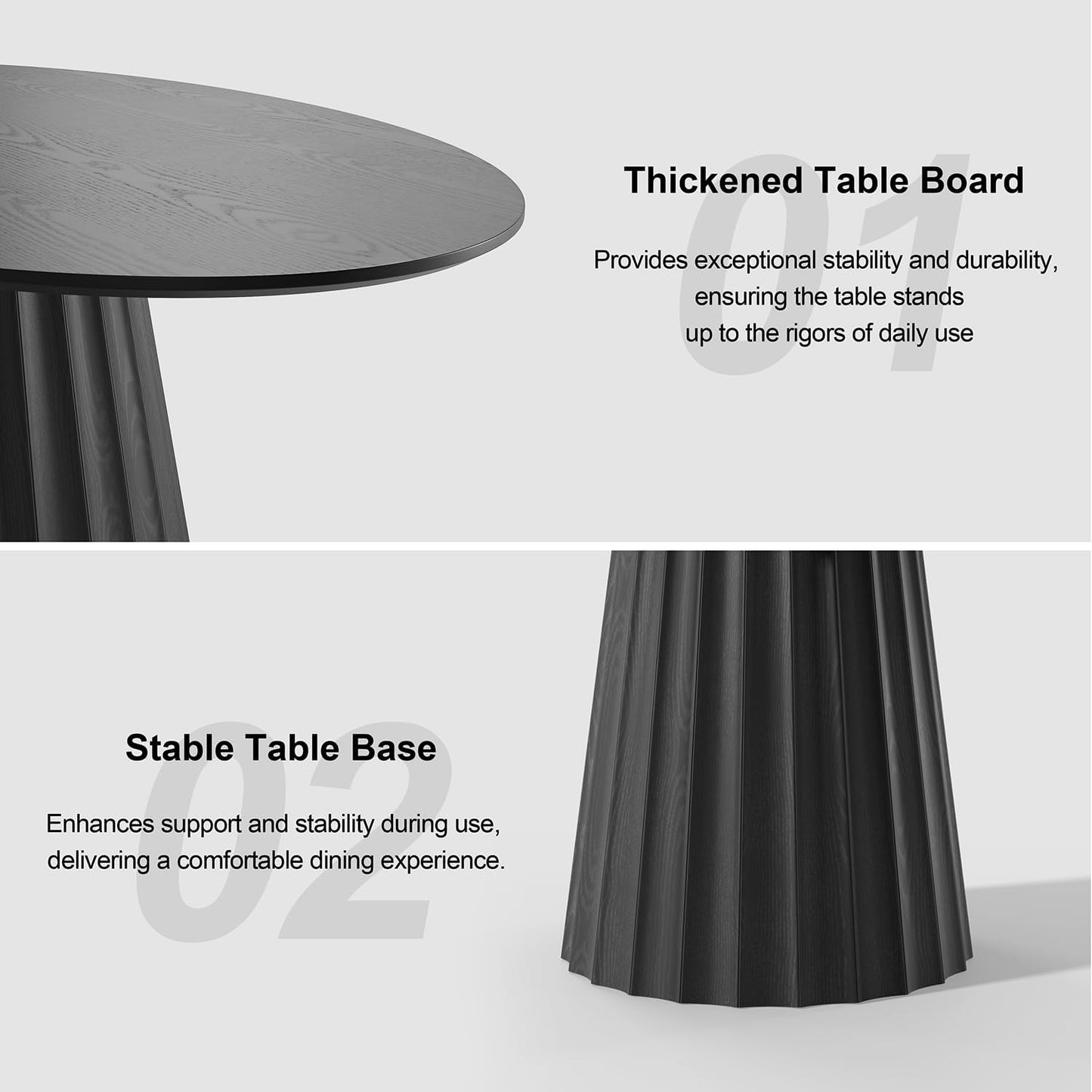 Casaphoria 67" Oval Dining Table, Modern Wood Kitchen Table with Cone Shaped Strip Convex Base for Living Room & Dining Room, Easy Assembly Farmhouse Furniture for 4-6, Black