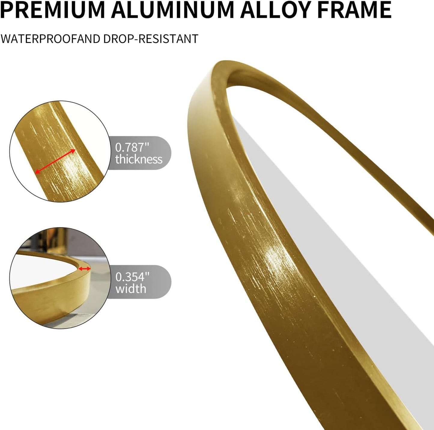 LAIYA 40x24inch Oval Wall Bathroom Mirror with Golden Aluminum Frame,Wall Mounted Oval Vanity Mirrors， Explosion-Proof Glass, Waterproof Design, Easy Installation，Horizontally/Vertically