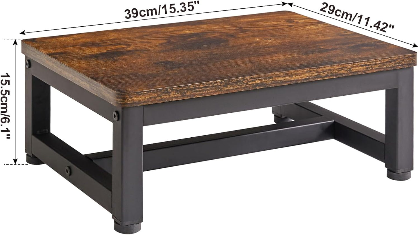 IBUYKE One Step Wooden Step Stools for Adults Kids, Heavy Duty Bedside Step Stool with 500 Lbs Capacity, Non-Slip Stepping Foot Stool for Bedroom Livingroom Bathroom Kitchen, Rustic Brown TBD001H