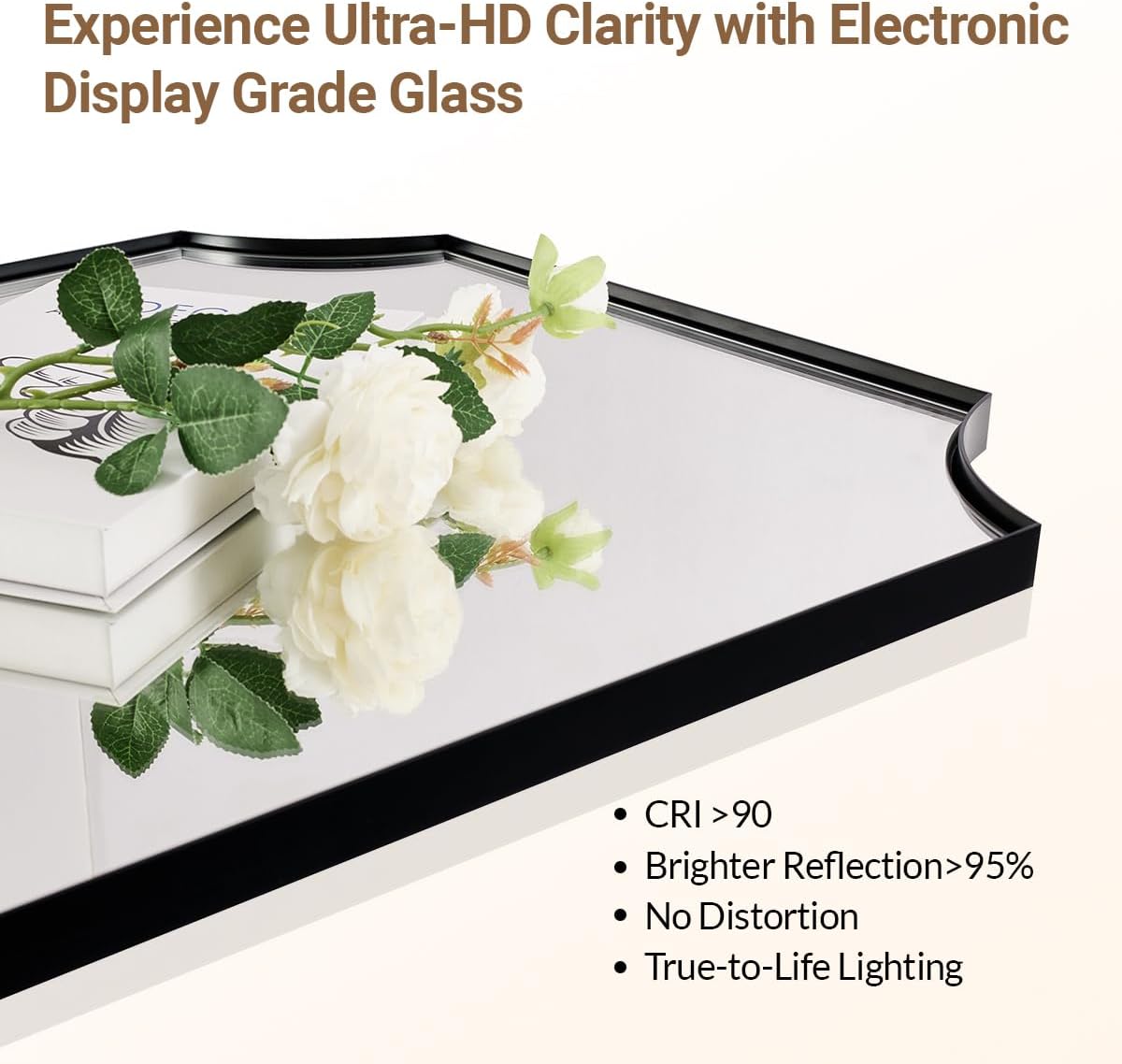 ANDY STAR 30x48 Inch Mirror, Matte Black Bathroom Vanity Mirror, Scalloped Rectangle Mirror in Premium Stainless Steel Metal Thin Frame Deep 1", Large Wall-Mounted Mirror (Horizontal/Vertical)