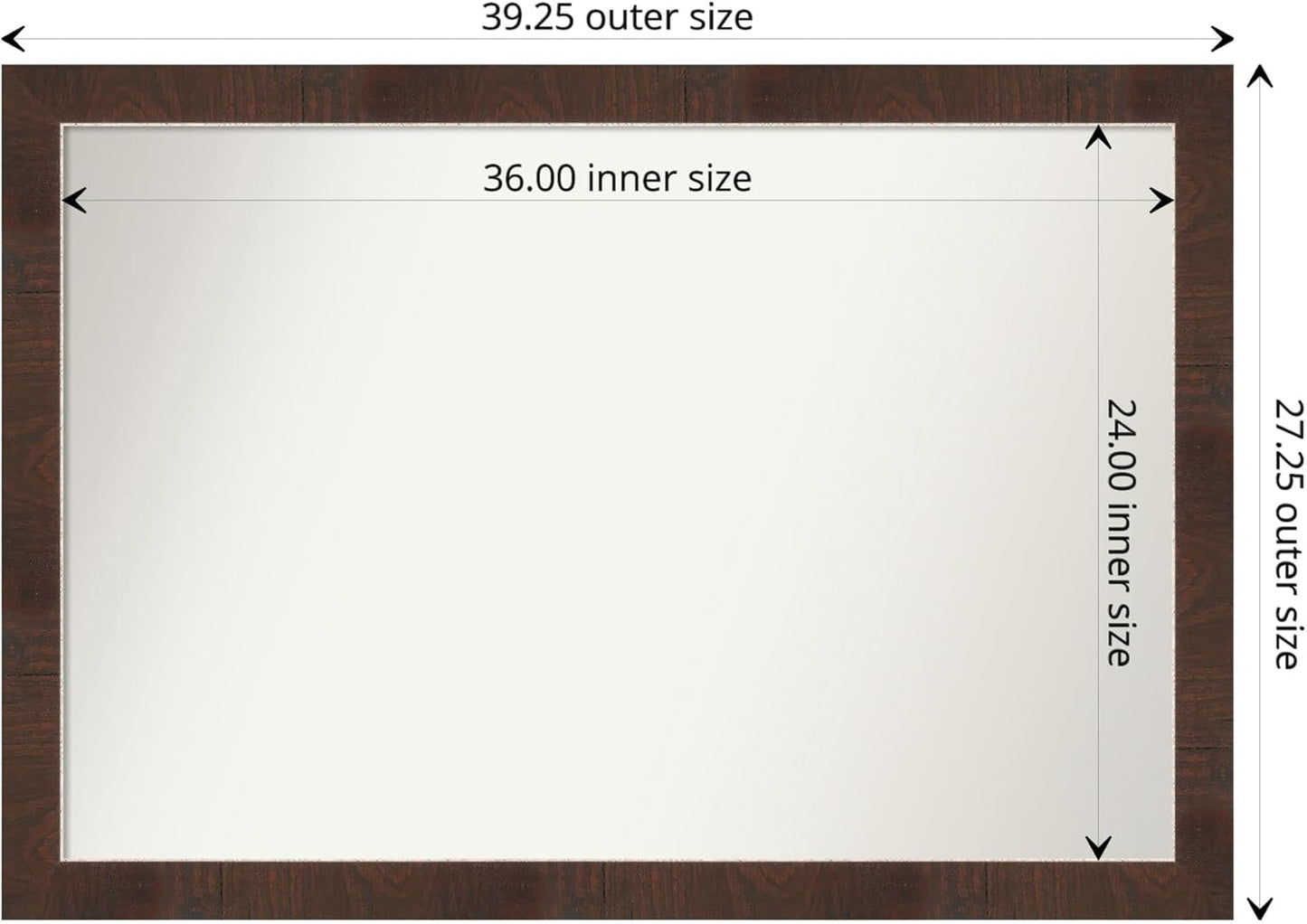 Amanti Art Brown Bathroom Mirror for Over Sink, 27x39 Wildwood Brown Narrow Rectangle Vanity Mirror, Large Country Rustic Frame, Hangs Horizonally and Vertically, Bathroom Wall Decor, Non-Beveled Edge