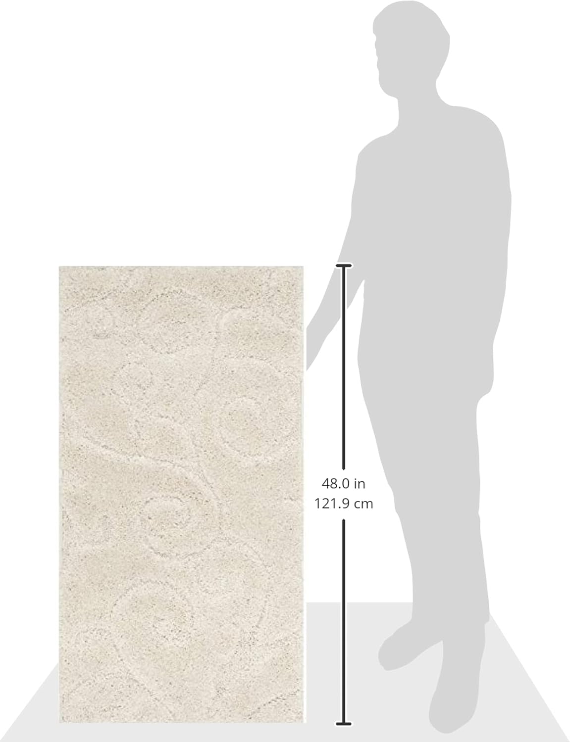 SAFAVIEH Florida Shag Collection Accent Rug - 2'3" x 4', Creme & Creme, Scroll, Non-Shedding & Easy Care, 1.2-inch Thick Ideal for High Traffic Areas in Entryway, Living Room, Bedroom (SG455-1111)