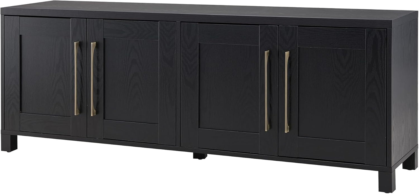 Henn&Hart Rectangular TV Stand for TV's up to 80" in Black Grain, TV Stands for the Living Room