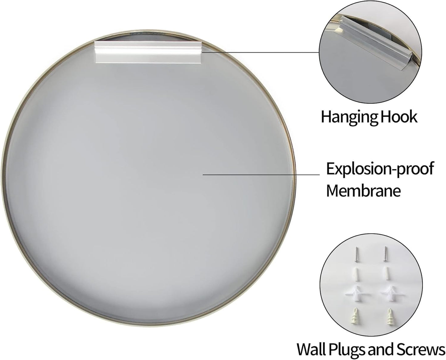 30 inch Gold Circle Wall Mirror, Brushed Gold Metal Framed Round Mirror for Bathroom Vanity, Bedroom Decor, Living Room, Entryway