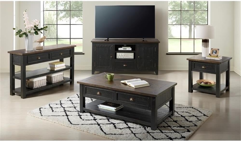 Martin Svensson Home Solid Wood Coffee Table, Black with Brown Top