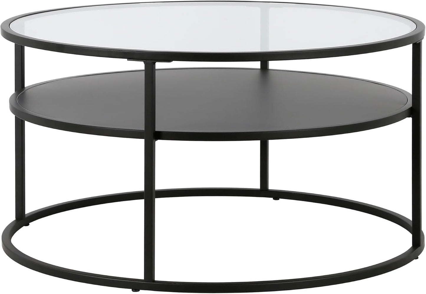 Ada 32" Wide Round Coffee Table in Blackened Bronze