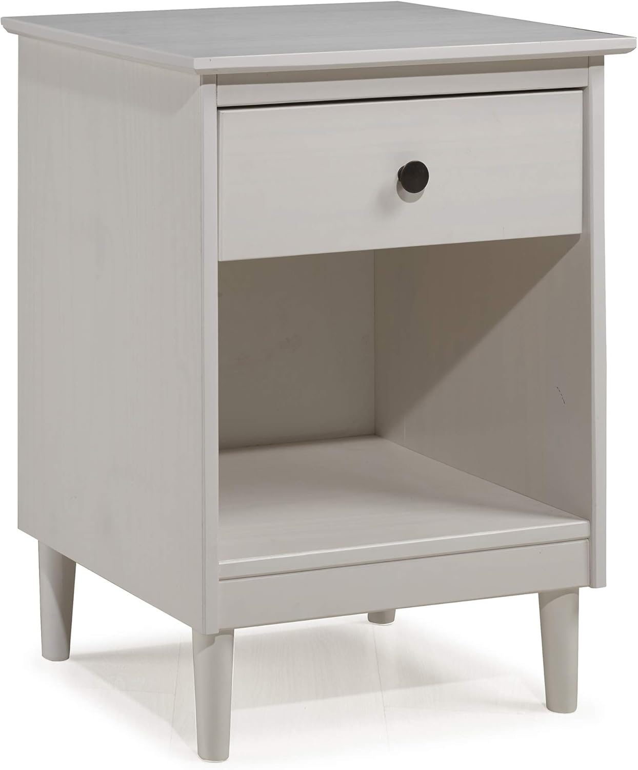 Walker Edison Traditional Wood 1 Drawer Nightstand Side Table Bedroom Storage Drawer and Shelf Bedside End Table, 18 Inch, White
