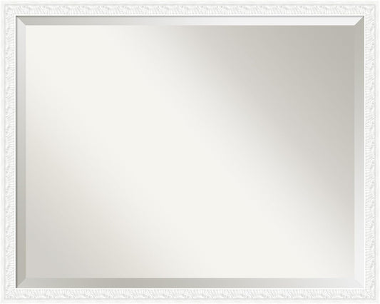 Amanti Art White Bathroom Mirror for Over Sink, 24x30 Bethany White Rectangle Vanity Mirror, Large Traditional Wood Frame, Hangs Horizonally and Vertically, Bathroom Wall Decor, Beveled Edge