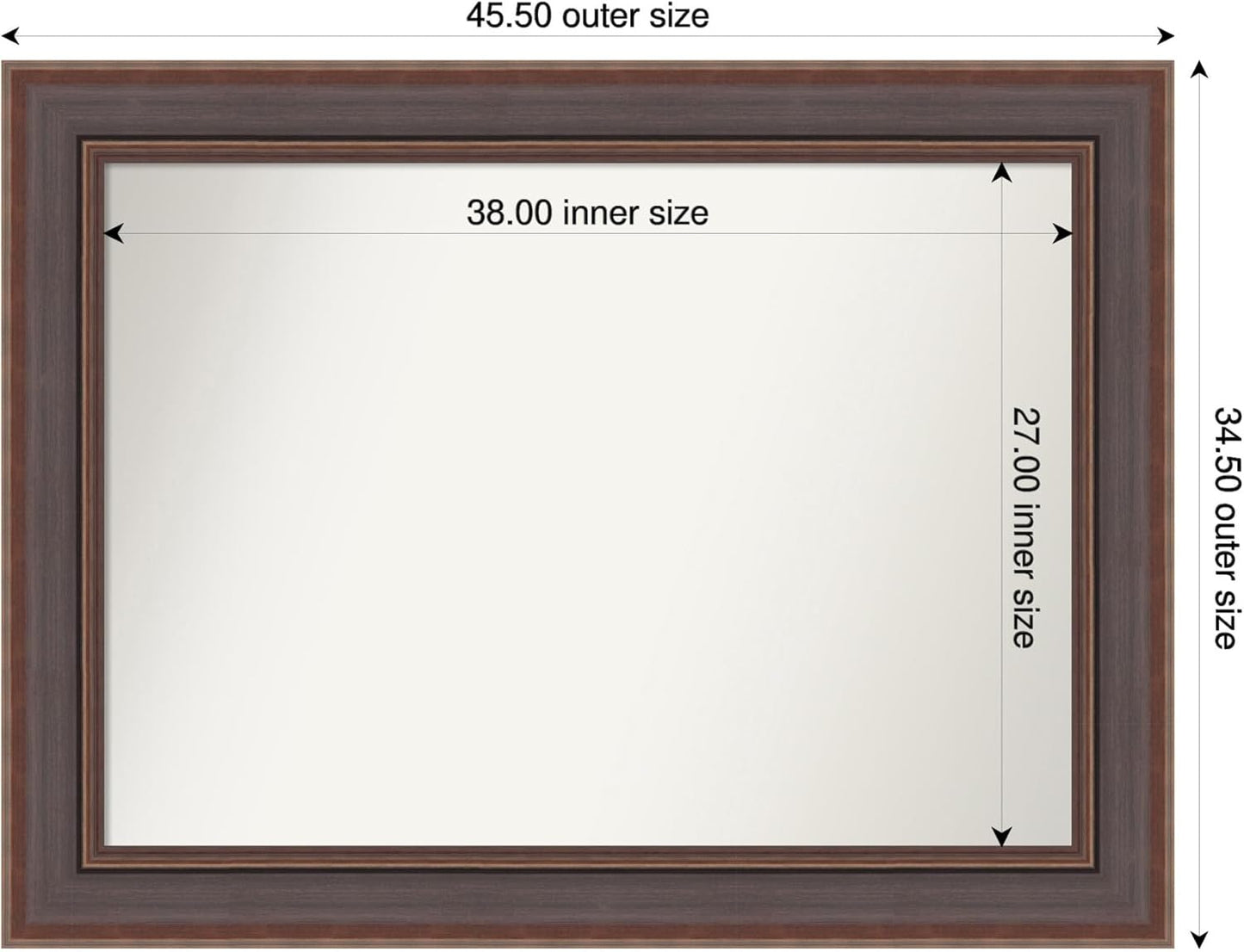 Amanti Art Brown Bathroom Mirror for Over Sink, 35x46 Moab Brown Bronze Rectangle Vanity Mirror, X-Large Modern Frame, Hangs Horizonally and Vertically, Bathroom Wall Decor, Non-Beveled Edge