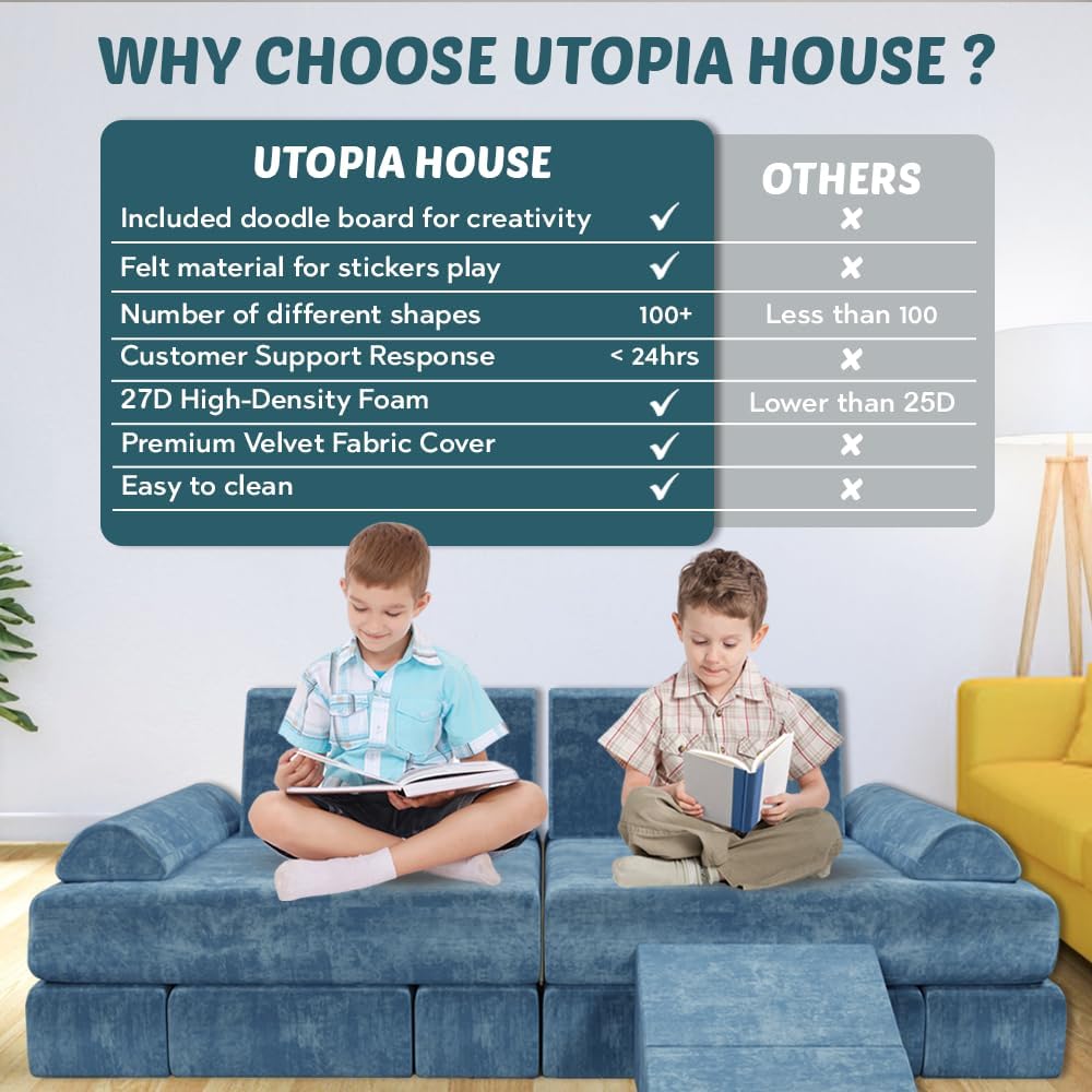 Modular Kids Play Couch & Sofa with Doodle Board & Stickers, High-Density 27D Foam Set, Convertible Folding Child Couch with Washable Covers, Durable Kids Furniture for Playroom - Dark Grey