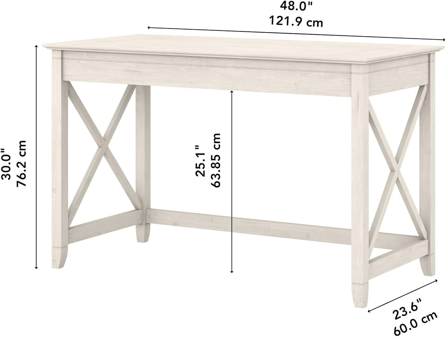 Bush Furniture Key West 48W Writing Desk in Linen White Oak