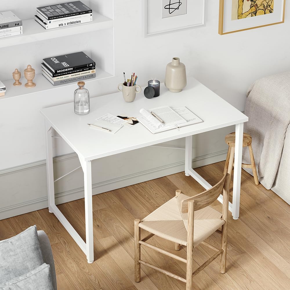 Cubiker Computer Desk, 32 inch Small Home Office Desk for Small Spaces, Modern Simple Style for Home, Office, Pure White