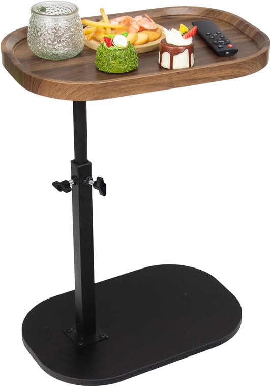 Aoligrace Side Table Adjustable Height, 360°Swivel C Shaped End Table for Couch Sofa Bed, Small TV Tray C Table for Small Spaces Living Room Bedroom