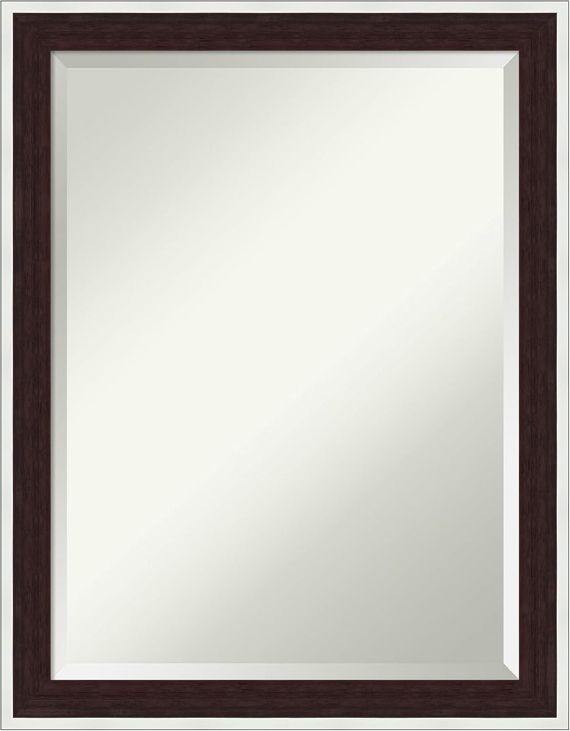 Amanti Art Wall Mirror 27x21 Maya Espresso Silver Rectangle Bathroom Mirror for Wall Decor Living Room, Medium Modern Contemporary Frame, Hangs Horizonally and Vertically, Bathroom Decor, Beveled Edge