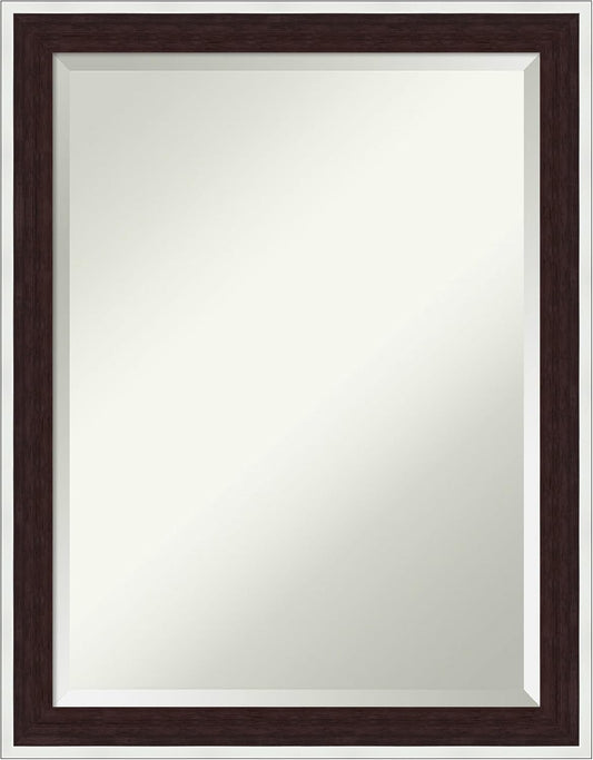 Amanti Art Wall Mirror 27x21 Maya Espresso Silver Rectangle Bathroom Mirror for Wall Decor Living Room, Medium Modern Contemporary Frame, Hangs Horizonally and Vertically, Bathroom Decor, Beveled Edge