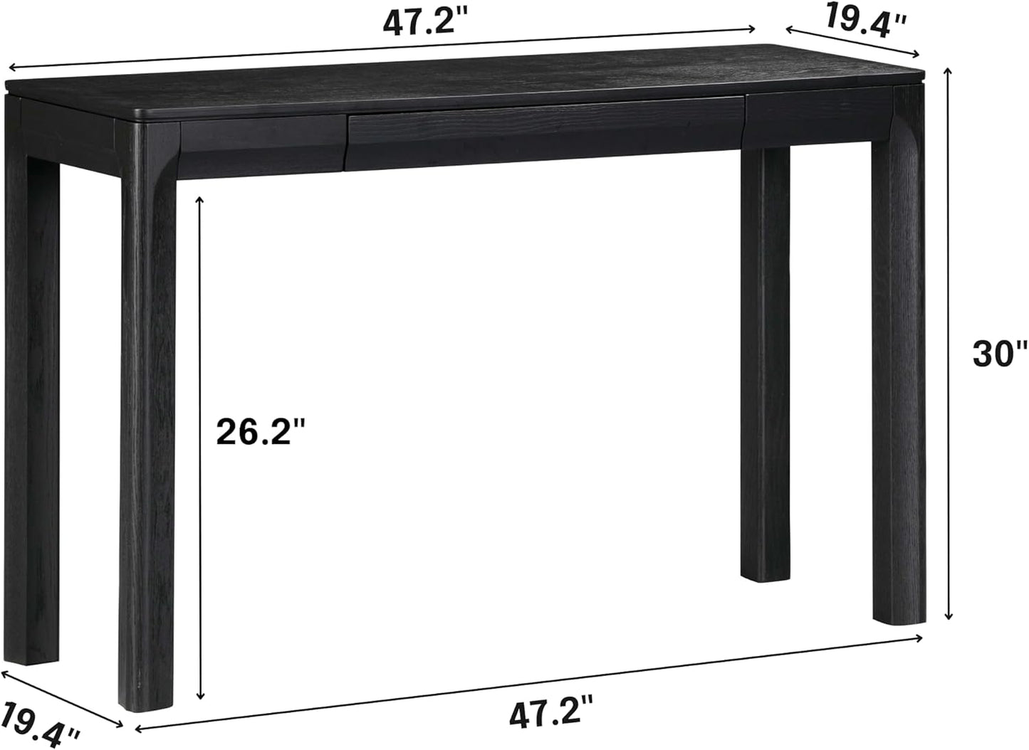 NTC Flow Modern Wooden Rectangle Console Table with Hidden Drawer – Waterproof & Heat Resistant, Burnt Black