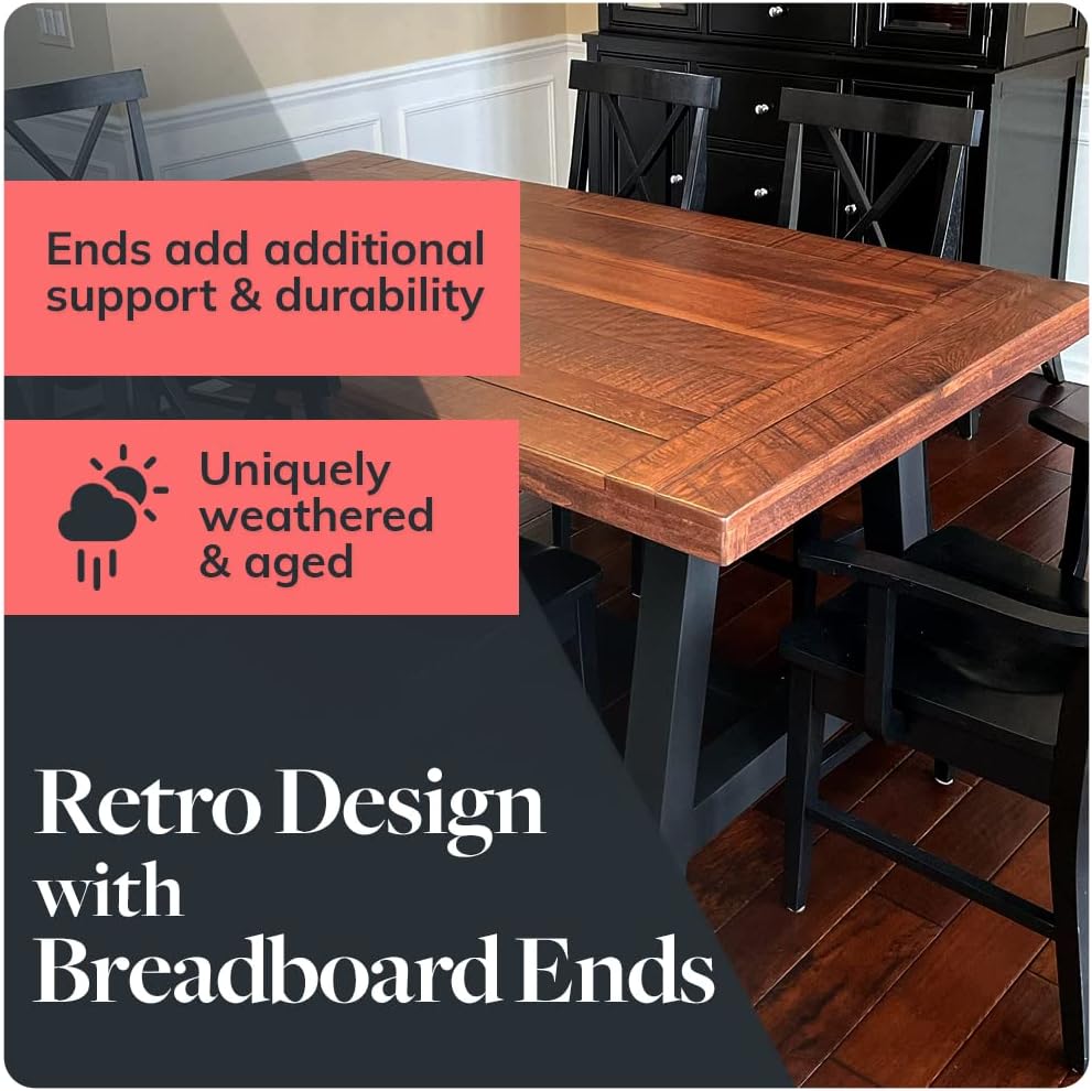 Reclaimed Wood Table Top - Rustic Recycled Solid Wooden Piece Perfect for Signs, Counters, Kitchens Table Tops (Reclaimed Wood Tabletop with Breadboard Ends, 36" x 36")
