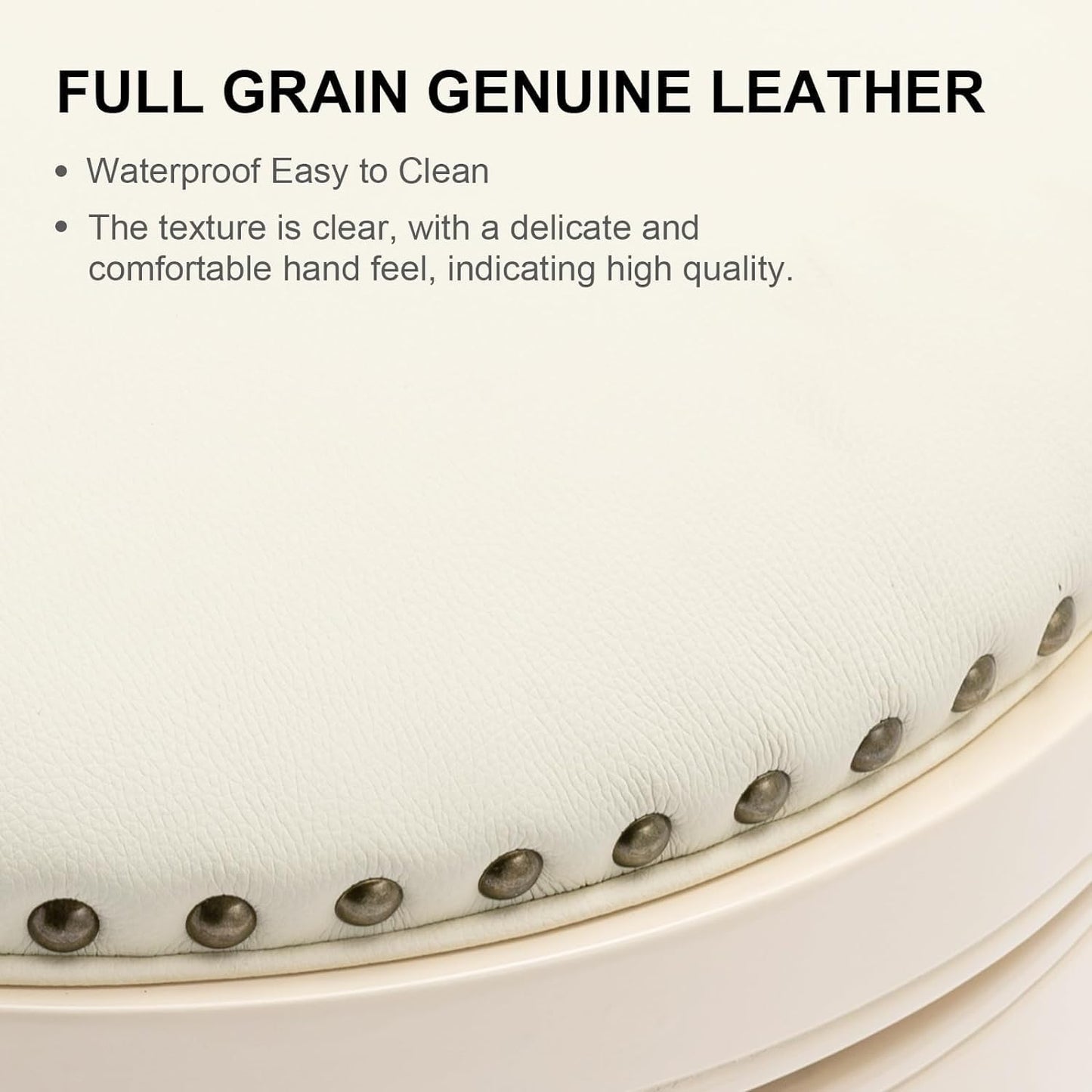 Cow top Leather Wooden Bar Stools, 360 Degree Swivel Bar Height Chair with Backs for Home Kitchen Counter, Morden Chair Barstools (Ivory Wood 1pc-Cream Seat, Counter Height-Seat Height 26”)