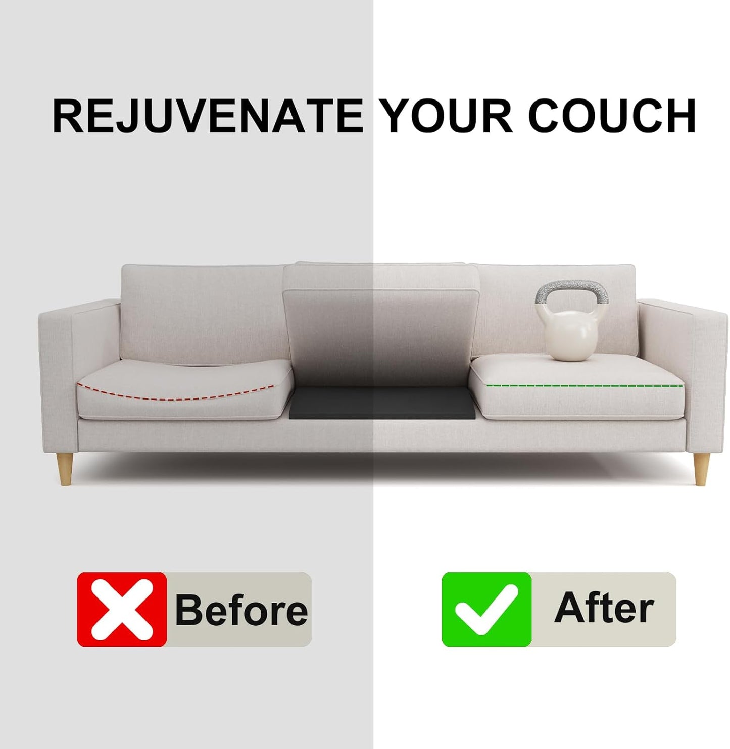 Couch Cushion Support for Sagging Seat, High-Density Curved Foam Sofa Furniture seat Couch Cushions Support Repair, 20"x20" Black Set of 1