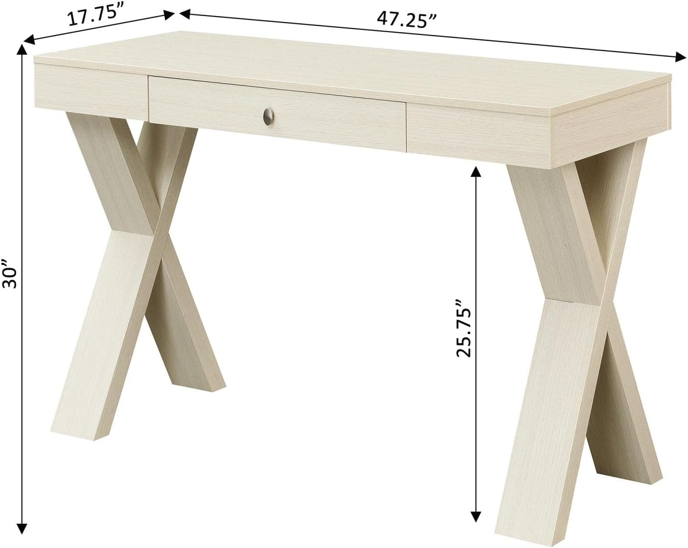 Convenience Concepts Newport 1 Drawer Desk, Ivory