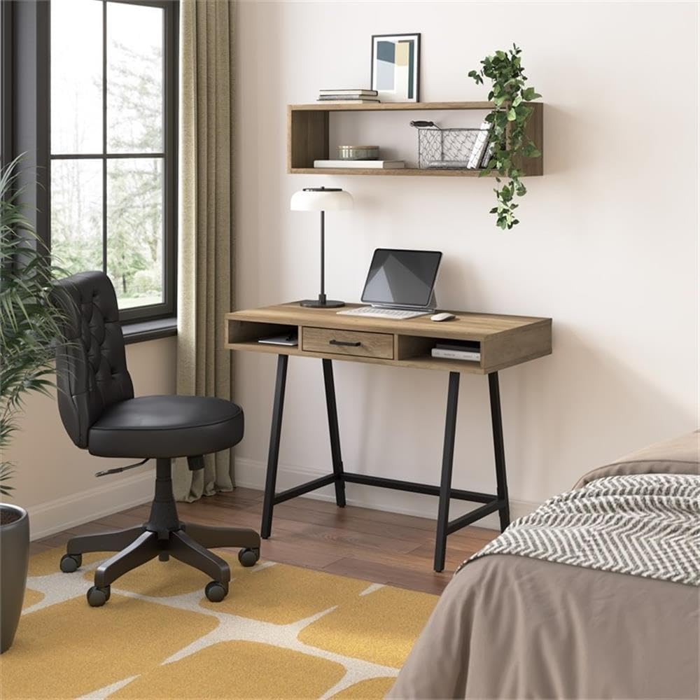 Bush Furniture Steele 40W Writing Desk in Reclaimed Pine | Computer Table for Home Office Workspace