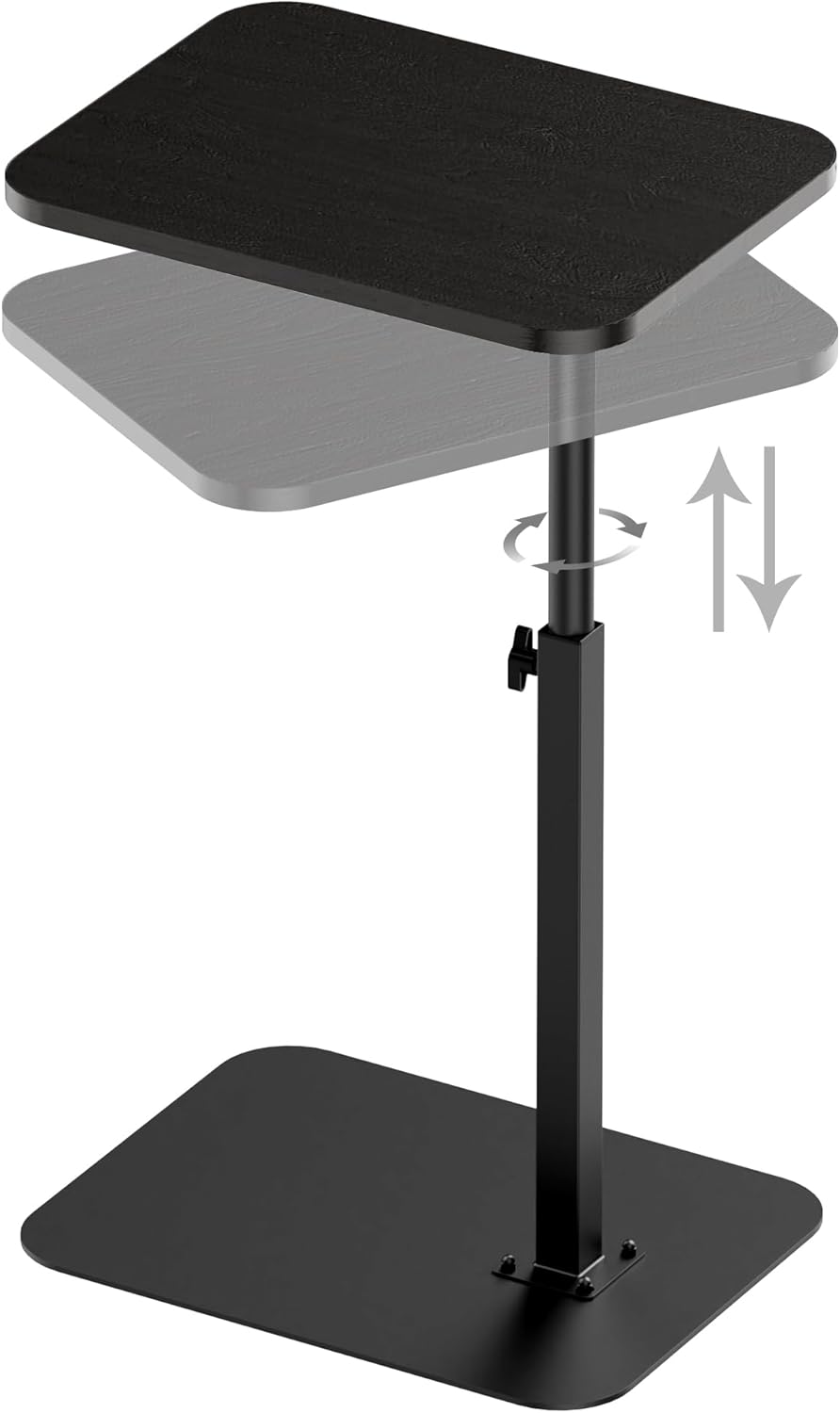 Side Table Sofa Tray for Couch Heavy Metal Base Swivel/Adjustable Height, Sofa Bed Bathroom Study TV Tray C Shaped End Table Food Snack Trays for Eating