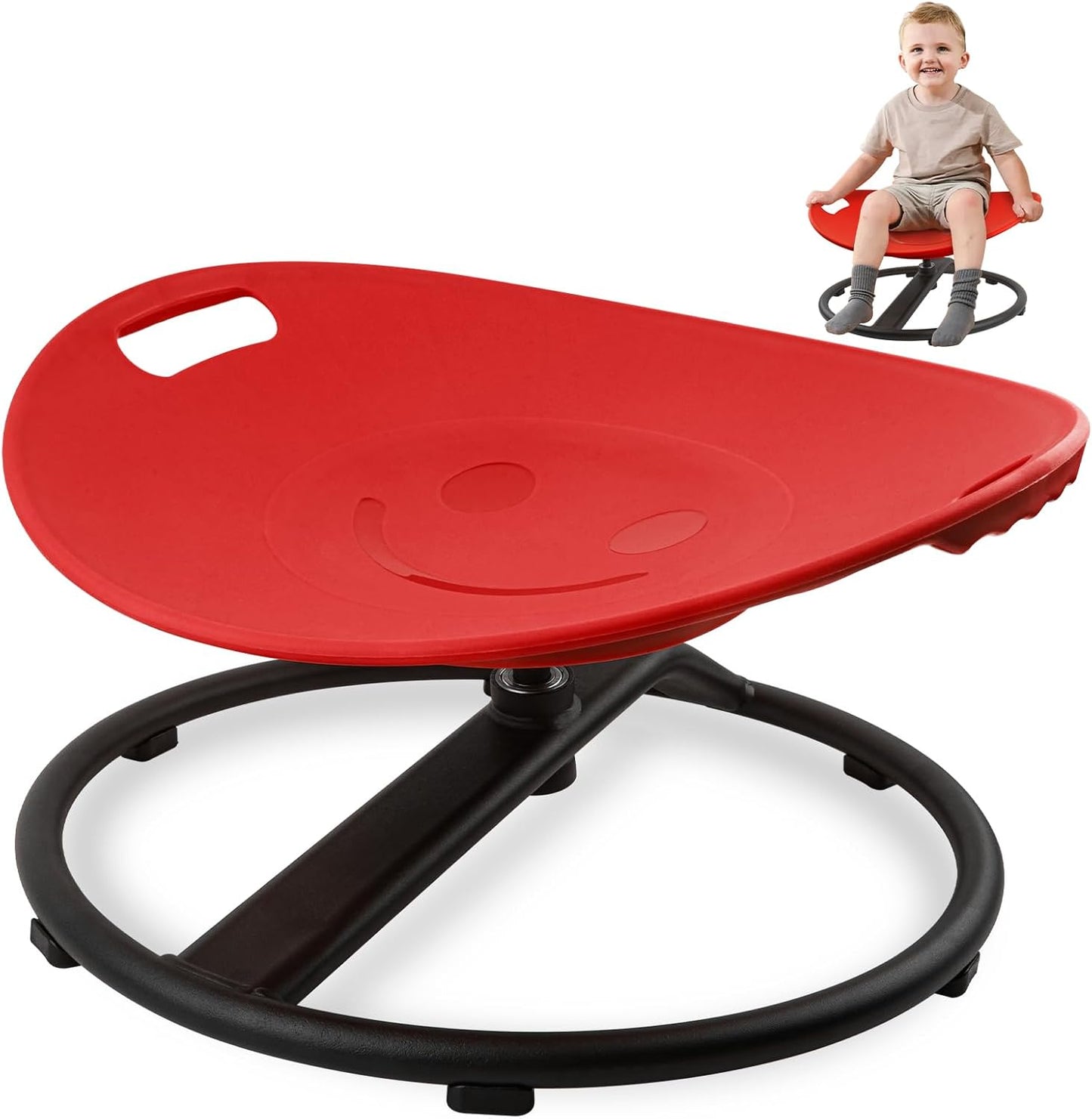 Sensory Spinning Chair for Kids, Sensory Swivel Chair with Handles for Autistic Kids, Training Body Coordination and Balance, Sit and Spin Toys for Autism Toddlers and ADHD Children, Red