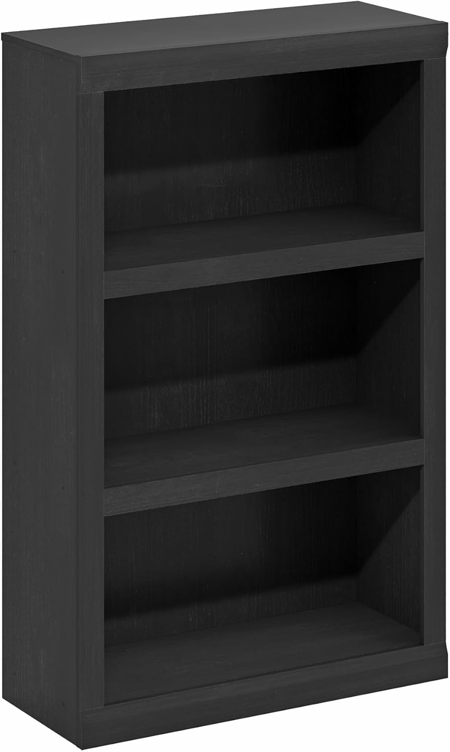 Furinno Rail 3-Tier Open Shelf Bookcase with Classic Style Edges, Blackwood