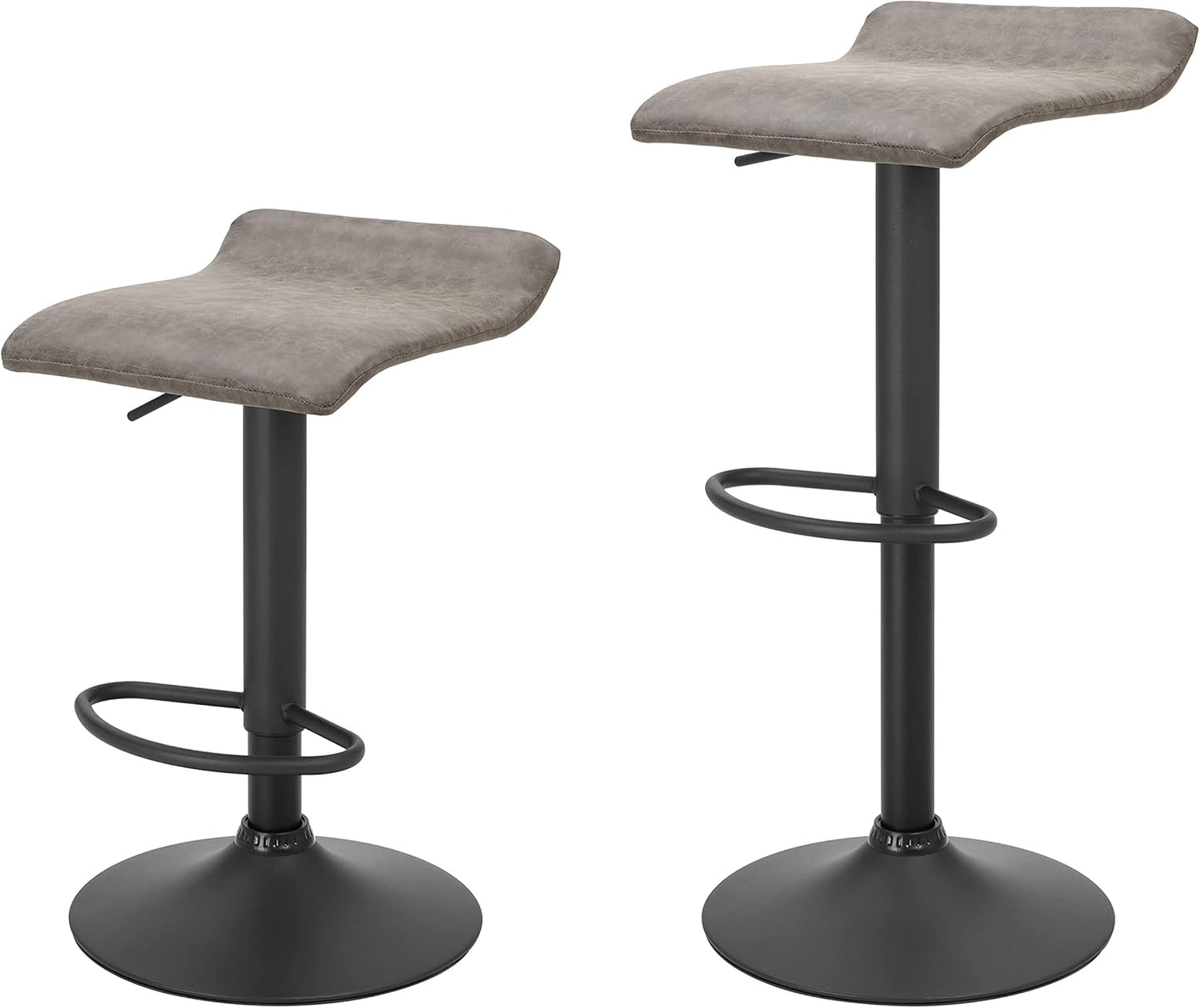 Finnhomy Set of 2 Adjustable Bar Stools, Swivel Barstools for Kitchen Counter Height Chair, Retro Grey