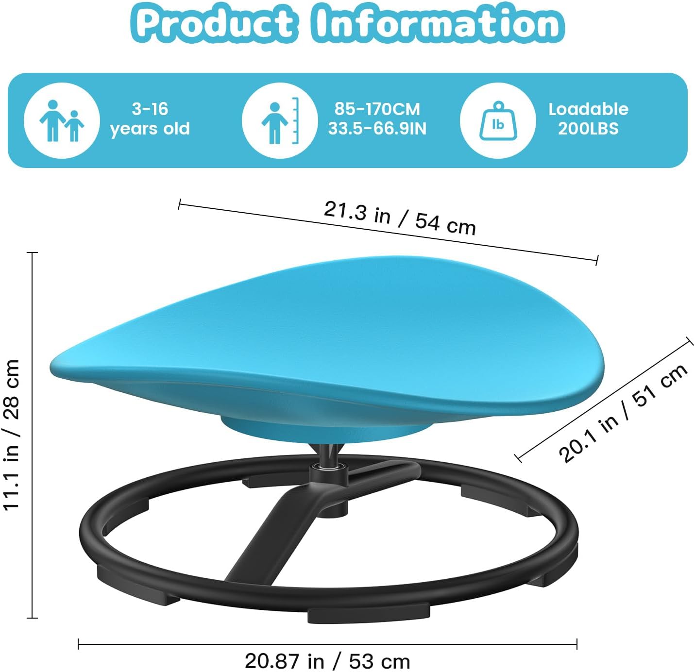 Spinning Chair for Autistic Kids, Sensory Chair for Autistic Children, Training Body Coordination, No Assembly Required, Sensory Swivel Chairs for Kids with Non-Slip Design