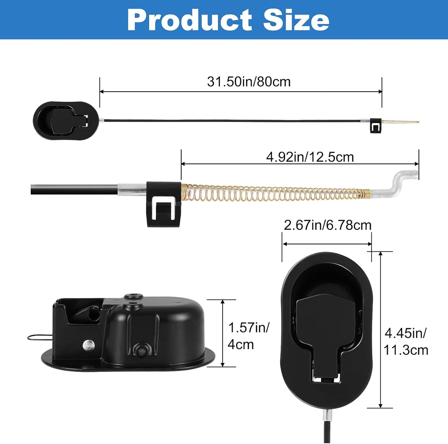 Nonley Heavy-Duty Metal Recliner Pull Handle Replacement with Cable, Universal Recliner Release Couch Handle Fits Most Major Chair Furniture (Exposed Cable Length 4.9inch)