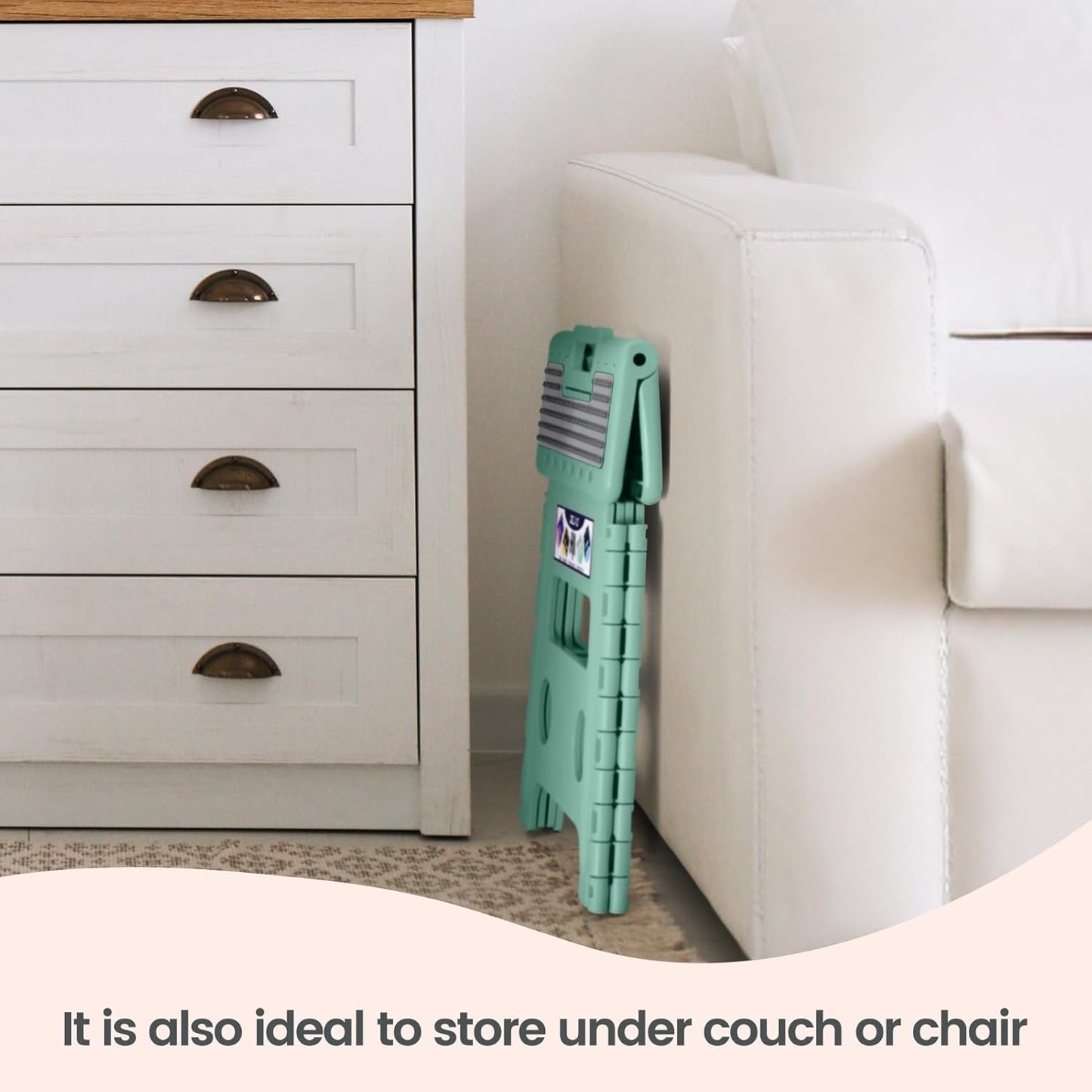 Delxo Folding Step Stool 13 Inch Non-Slip Foldable Stools Up to 300 LBS Kitchen Collapsible Fold Up Stepping Stool with Dotted 1 Pack Green