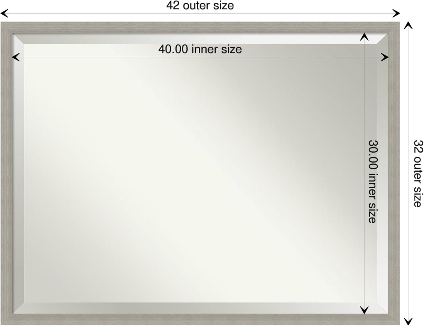 Amanti Art Grey Wall Mirror 32x42 Woodgrain Stripe Grey Rectangle Bathroom Mirror for Wall Decor Living Room, X-Large Casual Wood Frame, Hangs Horizonally and Vertically, Bathroom Decor, Beveled Edge