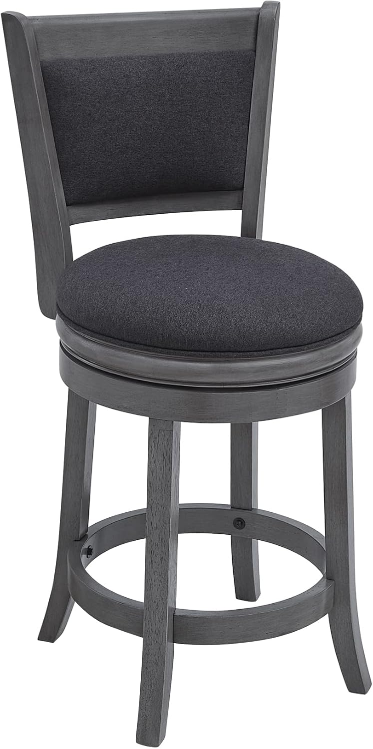 Ball & Cast Upholstered Swivel Counter Stools Kitchen Bar Stools 24" Seat Height Wooden Frame Stool Chair,Dark Grey (HSA-1102D-1)